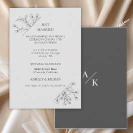 Elegante Bloemige Moderne Grijze Net Getrouwd Kaart