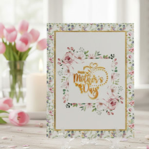 Elegante bloemige Moederdag met roze roos vakantie Briefkaart