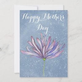 Elegante bloemige Moederdagkaart blauw Feestdagenkaart