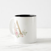 Elegante bloemige monogram A mok – Luxe letter A m (Voorkant links)