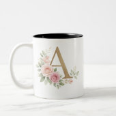 Elegante bloemige monogram A mok – Luxe letter A m (Links)