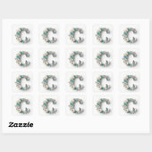 Elegante Bloemige Monogram C Papier Stickers (Vel)