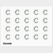 Elegante Bloemige Monogram C Papier Stickers (Vel)