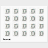 Elegante Bloemige Monogram D Papier Stickers (Vel)