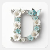 Elegante Bloemige Monogram D Papier Stickers (Voorkant)
