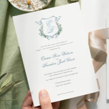 Elegante bloemige monogram kam formele bruiloft