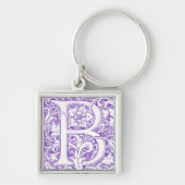 Elegante Bloemige Monogram Letter B Vintage Sleutelhanger (Voorkant)