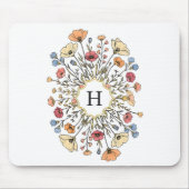 Elegante bloemige monogram muismat (Voorkant)
