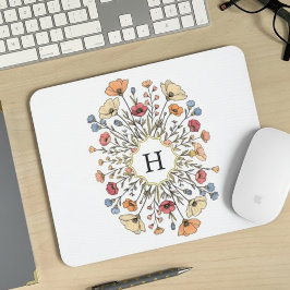 Elegante bloemige monogram muismat