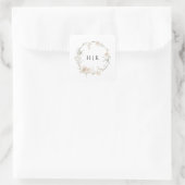 Elegante bloemige monogram ronde sticker in waterv (Tas)