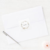 Elegante bloemige monogram ronde sticker in waterv (Envelop)