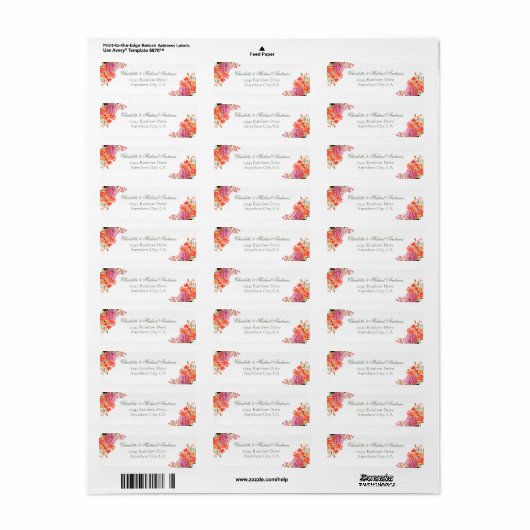 Elegante Bloemige Monogram Script Bruiloft Etiket (Full Sheet)