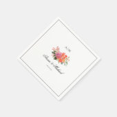 Elegante Bloemige Monogram Script Rand Trouwfeest Servet (Hoek)