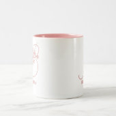 Elegante bloemige monogram script roze bruids- tweekleurige koffiemok (Center)