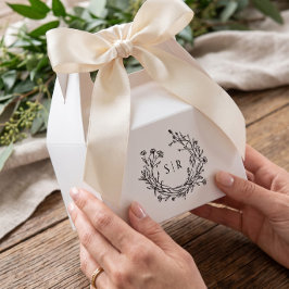 Elegante bloemige monogram trouwgunstdozen bedankdoosjes
