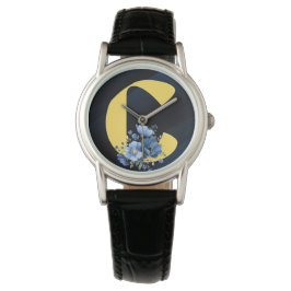 Elegante bloemige monogramletter C verjaardagscade Horloge