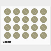 Elegante bloemige mosgroen ronde sticker (Vel)