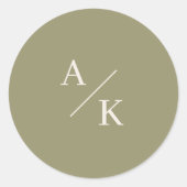 Elegante bloemige mosgroen ronde sticker (Voorkant)