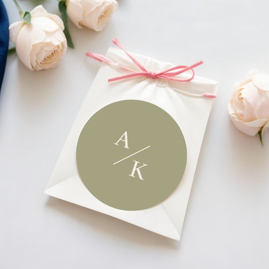 Elegante bloemige mosgroen ronde sticker