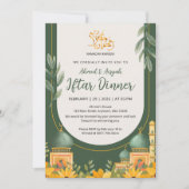 Elegante bloemige moskee Iftar-dineruitnodiging Kaart (Voorkant)