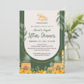 Elegante bloemige moskee Iftar-dineruitnodiging Kaart (Staand voorkant)