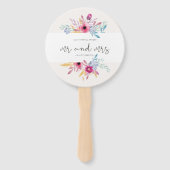 Elegante bloemige Mr & Mrs bruiloft | handventilat Handwaaier (Voorkant)