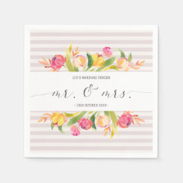 Elegante bloemige Mr & Mrs bruiloft | papieren ser Servet
