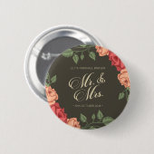 Elegante bloemige Mr & Mrs bruiloft | Speldje (Voorkant /achterkant)