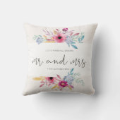 Elegante bloemige Mr & Mrs bruiloft | Worp kussen (Achterkant)