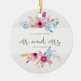 Elegante bloemige Mr & Mrs-huwelijk | keramische k Keramisch Ornament
