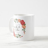 Elegante bloemige Mr & Mrs-huwelijk | Mok (Voorkant links)