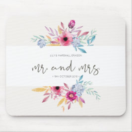 Elegante bloemige Mr & Mrs-huwelijk | Muismat