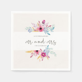 Elegante bloemige Mr & Mrs-huwelijk | papieren ser Servet