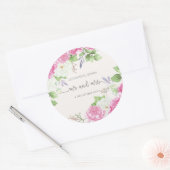 Elegante bloemige Mr & Mrs-huwelijk | Stickerzegel Ronde Sticker (Envelop)
