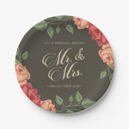 Elegante Bloemige Mr & Mrs Trouw | Papieren Bord