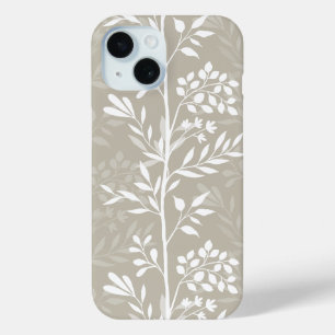 Elegante Bloemige Neutrale Beige Minimaal Chic iPhone 15 Case