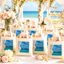 Elegante bloemige oceaan strand zomer trouwgunst