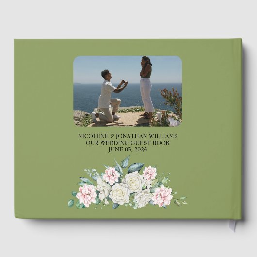 Elegante Bloemige Omhelzing Bruiloft Gastenboek (Achterkant)