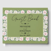 Elegante Bloemige Omhelzing Bruiloft Gastenboek (Voorkant)