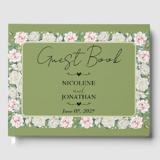Elegante Bloemige Omhelzing Bruiloft Gastenboek