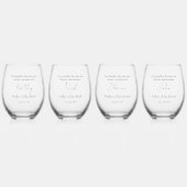 Elegante Bloemige Omhelzing Bruiloft Wijnglas Zonder Voet (Voorkant)