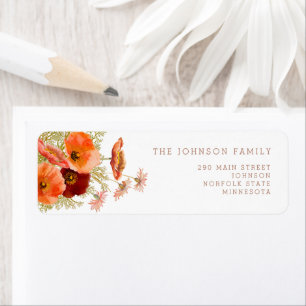 Elegante bloemige oranje bruine babyshower etiket