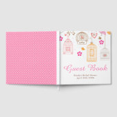 Elegante bloemige oranje en roze bruidsdouche gastenboek (Volledig)