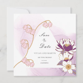 Elegante bloemige paarse Lotus Save The Date Kaart