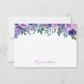 Elegante bloemige Paarse Quinceañera Bedankkaart (Achterkant)