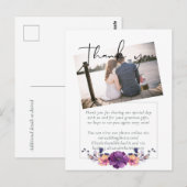 Elegante Bloemige Paarse Sinaasappel Trouwdag Briefkaart (Voorkant / Achterkant)