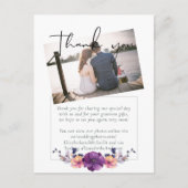 Elegante Bloemige Paarse Sinaasappel Trouwdag Briefkaart (Voorkant)