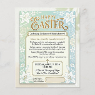 Elegante bloemige paaszondag viering kerk flyer