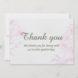 Elegante bloemige PACS-bedankkaart Roze Botanica Kaart