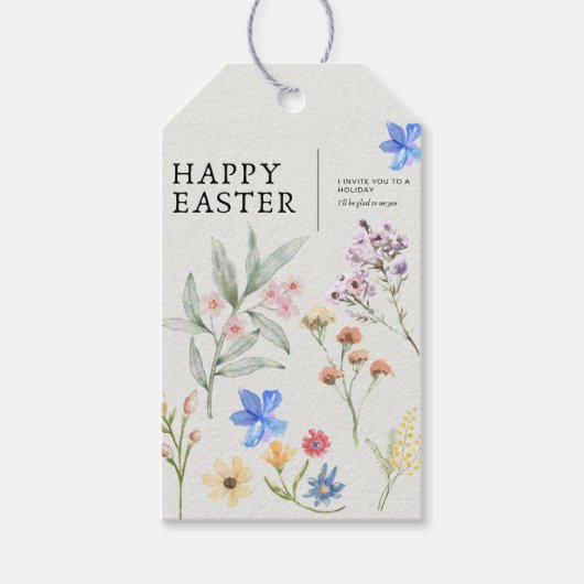 Elegante bloemige Pasen-cadeaubijlage Cadeaulabel (Voorkant)